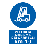 [1933X] 1933X - Cartello obbligo velocita' massima carrelli 10 Km