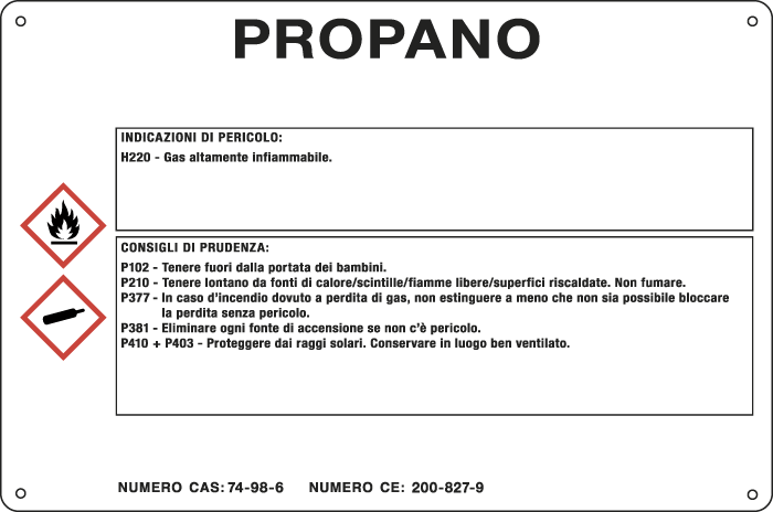 [35A121] 35A121 - cartello sostanze pericolose simbologia CLP " PROPANO "