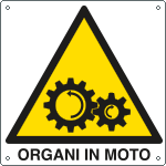 [402001KS] 402001KS - Etichetta pvc autoadesivo pericolo organi in moto