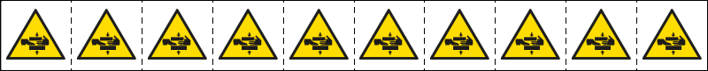 [49634NS] 49634NS - foglio n.10 etichette ades.30x30 Pericolo schiacciamento mani e piedi