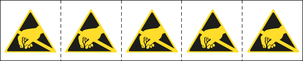 [49635MS] 49635MS - foglio n.5 etichette adesive 60x60 Pericolo correnti elettrostatiche