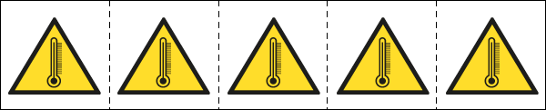 [49640MS] 49640MS - foglio n.5 etichette adesive 60x60 Pericolo alta temperatura