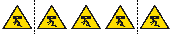 [49644MS] 49644MS - foglio 5 etichette ades.60x60 Pericolo schiacciamento persone da alto