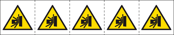 [49663MS] 49663MS - foglio n.5 etichette adesive 60x60 pericolo "schiacciamento laterale"