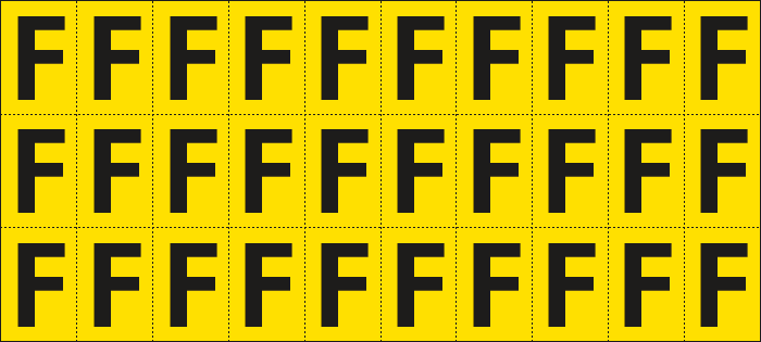 [902F] 902F - Foglio n.30 etichette adesive G/N lettera F