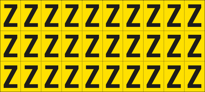 [902Z] 902Z - Foglio n.30 etichette adesive G/N lettera Z