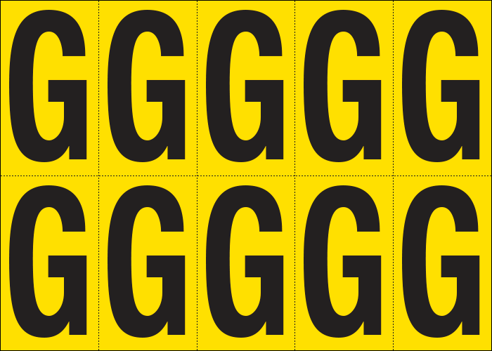 [905G] 905G - Foglio n.10 etichette adesive G/N lettera G