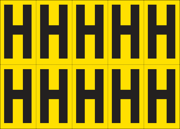 [905H] 905H - Foglio n.10 etichette adesive G/N lettera H