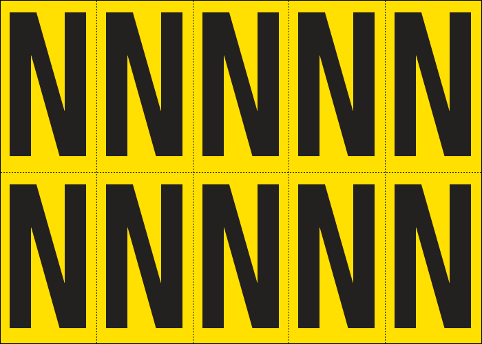 [905N] 905N - Foglio n.10 etichette adesive G/N lettera N