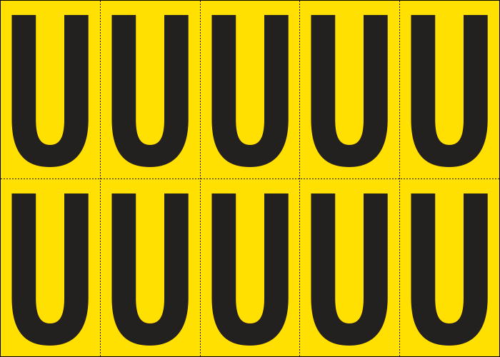 [905U] 905U - Foglio n.10 etichette adesive G/N lettera U