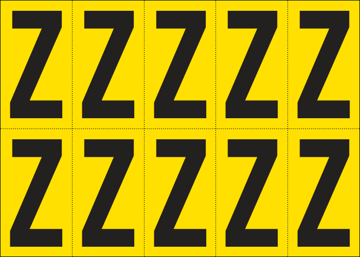 [905Z] 905Z - Foglio n.10 etichette adesive G/N lettera Z