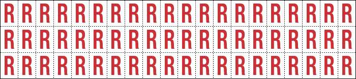 [911R] 911R - Foglio n.60 etichette adesive B/R lettera R