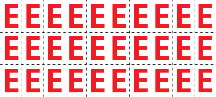 [912E] 912E - Foglio n.30 etichette adesive B/R lettera E