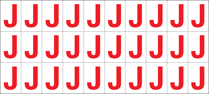 [912J] 912J - Foglio n.30 etichette adesive B/R lettera J