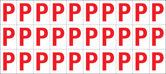 [912P] 912P - Foglio n.30 etichette adesive B/R lettera P