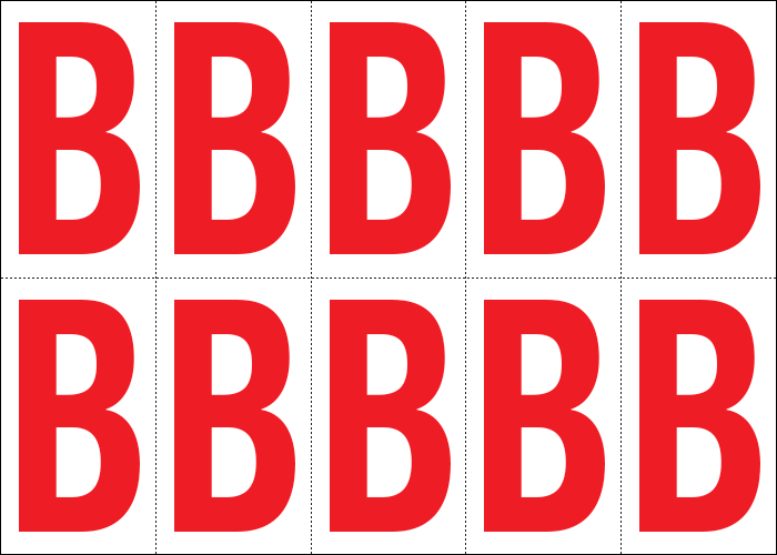 [915B] 915B - Foglio n.10 etichette adesive B/R lettera B