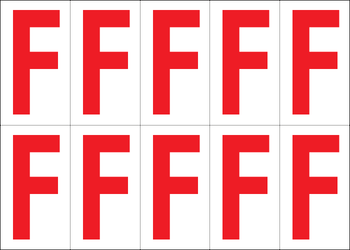 [915F] 915F - Foglio n.10 etichette adesive B/R lettera F