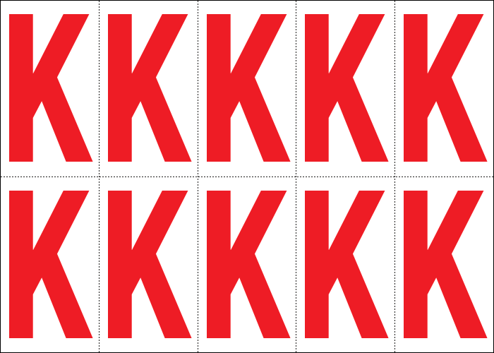 [915K] 915K - Foglio n.10 etichette adesive B/R lettera K