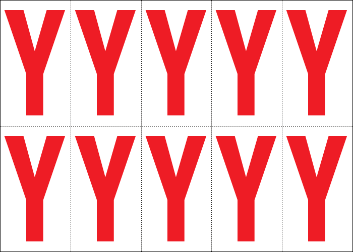 [915Y] 915Y - Foglio n.10 etichette adesive B/R lettera Y