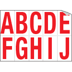 [916AJ] 916AJ - Foglio n.10 etichette adesive B/R lett. da A a J