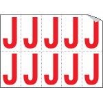 [916J] 916J - Foglio n.10 etichette adesive B/R lettera J