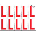 [916L] 916L - Foglio n.10 etichette adesive B/R lettera L