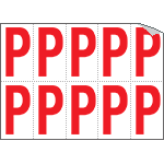 [916P] 916P - Foglio n.10 etichette adesive B/R lettera P