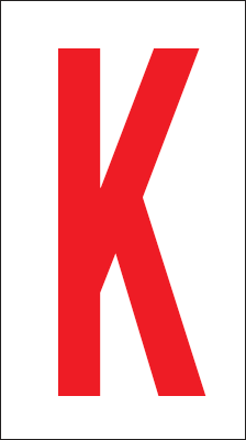 [917K] 917K - Foglio n.1 etichette adesive B/R lettera K