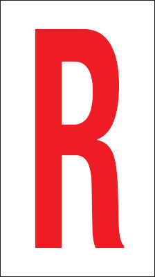 [917R] 917R - Foglio n.1 etichette adesive B/R lettera R