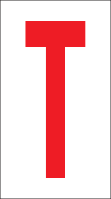 [917T] 917T - Foglio n.1 etichette adesive B/R lettera T