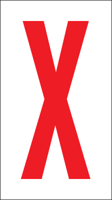 [917X] 917X - Foglio n.1 etichette adesive B/R lettera X