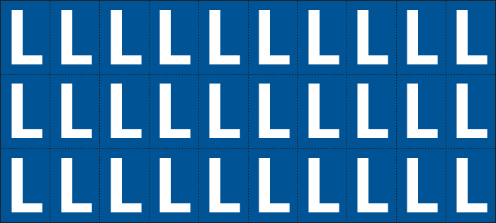 [922L] 922L - Foglio n.30 etichette adesive B/B lettera L