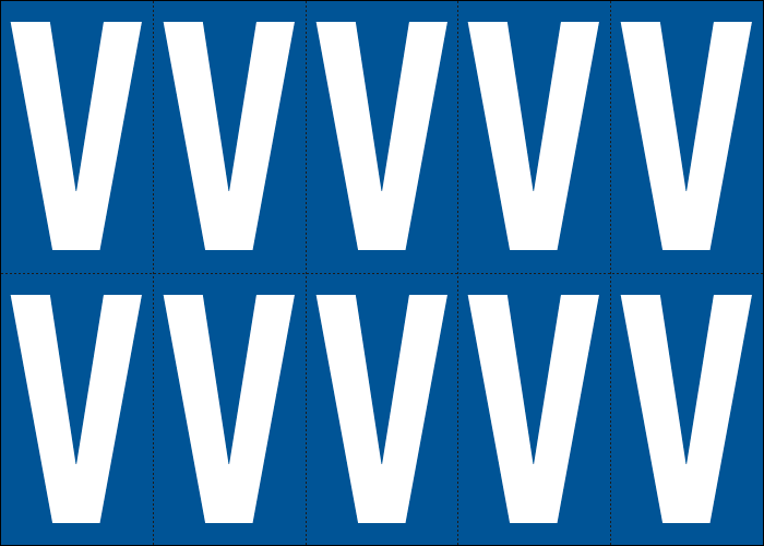 [925V] 925V - Foglio n.10 etichette adesive B/B lettera V