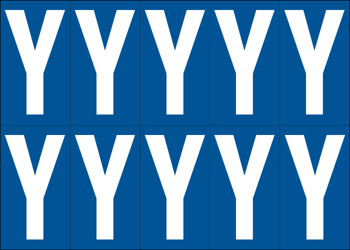 [925Y] 925Y - Foglio n.10 etichette adesive B/B lettera Y