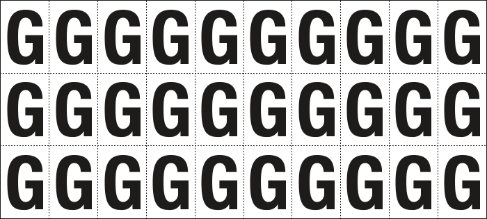 [932G] 932G - Foglio n.30 etichette adesive B/N lettera G