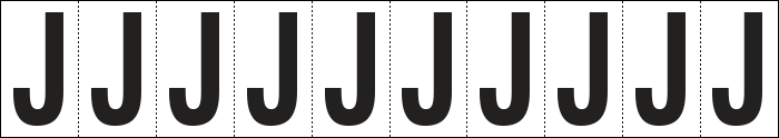 [934J] 934J - Foglio n.10 etichette adesive B/N lettera J