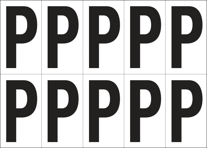 [935P] 935P - Foglio n.10 etichette autoadesive B/N lettera P