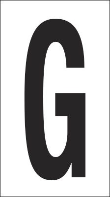 [937G] 937G - Foglio n.1 etichetta autoadesiva B/N lettera G