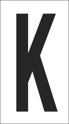 [937K] 937K - Foglio n.1 etichetta autoadesiva B/N lettera K