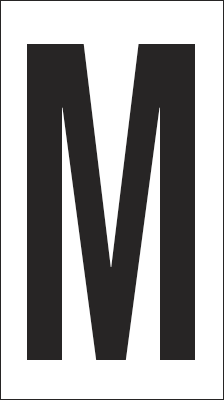[937M] 937M - Foglio n.1 etichetta autoadesiva B/N lettera M