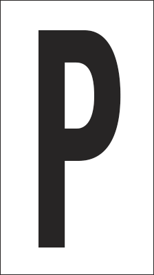 [937P] 937P - Foglio n.1 etichetta autoadesiva B/N lettera P