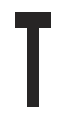 [937T] 937T - Foglio n.1 etichetta autoadesiva B/N lettera T