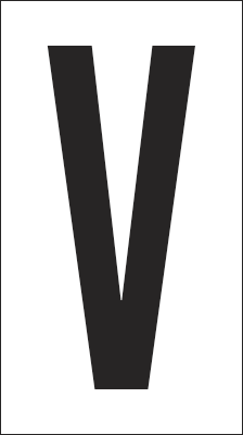 [937V] 937V - Foglio n.1 etichetta autoadesiva B/N lettera V