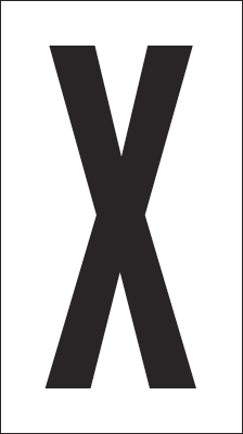 [937X] 937X - Foglio n.1 etichetta autoadesiva B/N lettera X