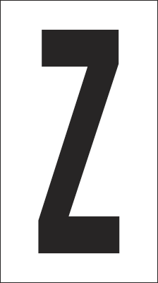 [937Z] 937Z - Foglio n.1 etichetta autoadesiva B/N lettera Z