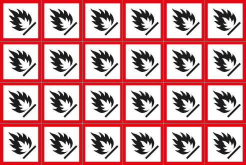 [9422C] 9422C - Foglio n.24 etichette adesive infiammabile