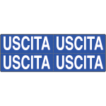 [9602BB] 9602BB - Foglio n. 4 etichette adesive fondo blu USCITA