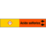[99B580NAD] 99B580NAD - foglio da 5 etichette fondo arancione "ACIDO SOLFORICO"freccia dx