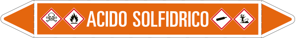 [99C090B] 99C090B - foglio da 5 etichette autoadesive con frecce+simb ACIDO SOLFIDRICO