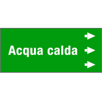 [99C750NCD] 99C750NCD - Foglio da 5 etichette fondo verde "ACQUA CALDA" freccia dx"freccia dx
